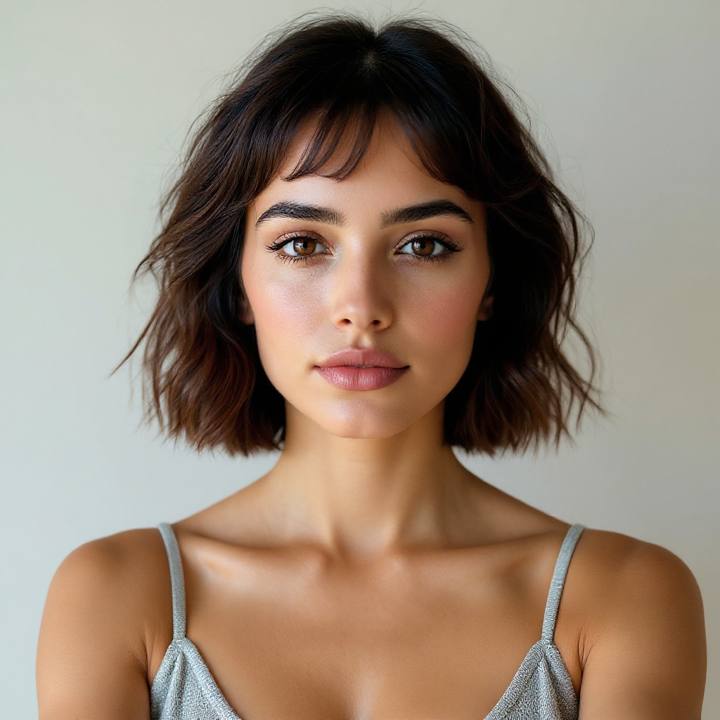 AI short hair try-on preview — same face with a bixie